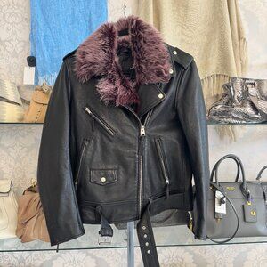 7 for all Mankind Fur Lined Leather Jacket - Size L